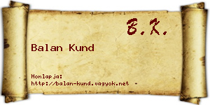 Balan Kund névjegykártya